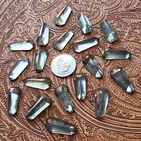 12x26 Faceted Pyrite Doublet Geometric Taper Cab (1 pc)