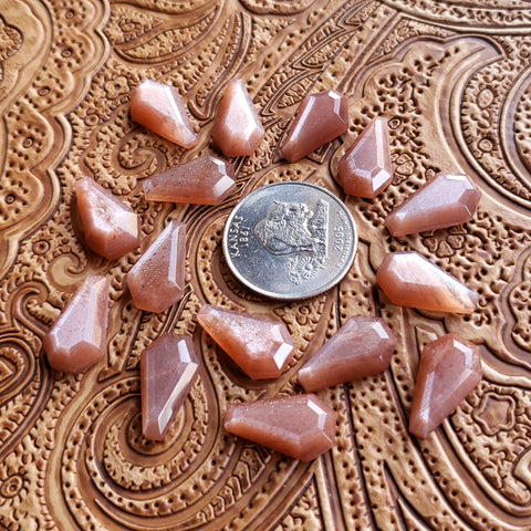 10x17mm Peach Moonstone Double Stepped Coffin Cab (1 pc)