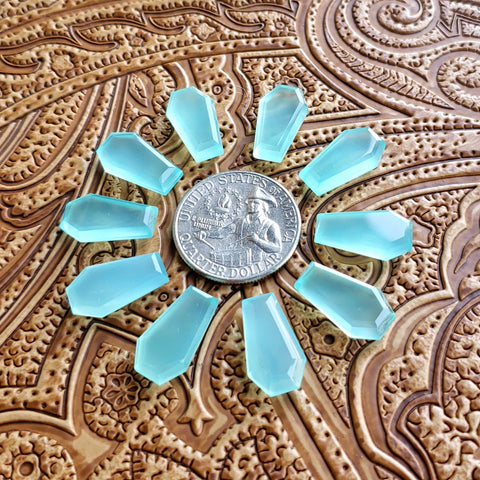 10x17mm Aqua Chalcedony Double Stepped Coffin Cab (1 pc)