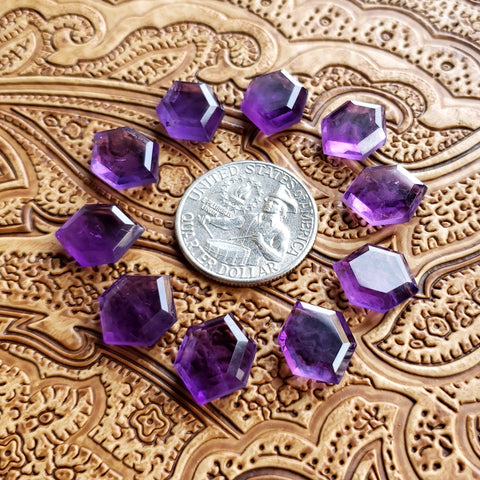 11x14mm Amethyst Double Stepped Hexagon (1 pc)