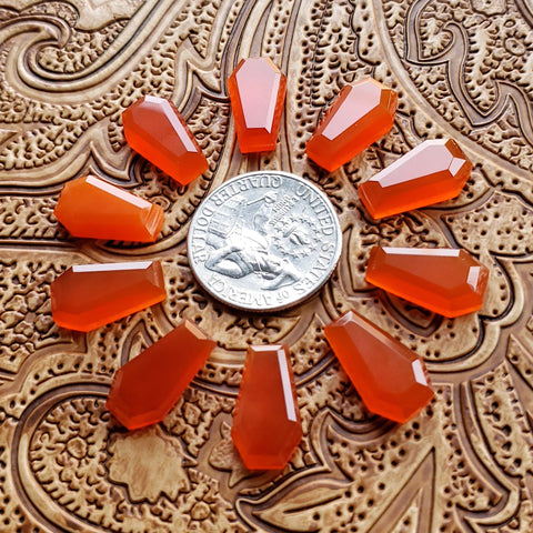 10x17mm Carnelian Double Stepped Coffin Cab (1 pc)