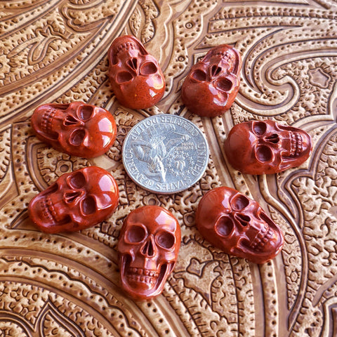 16x22mm Red Jasper Carved Skull Cabochon (1 pc)