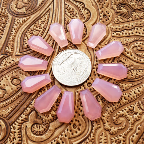 10x17mm Pink Chalcedony Double Stepped Coffin Cab (1 pc)