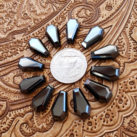 10x17mm Hematite Double Stepped Coffin Cab (1 pc)