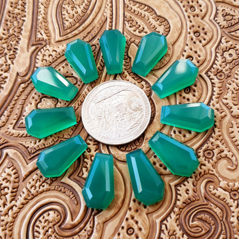 10x17mm Green Onyx Double Stepped Coffin Cab (1 pc)