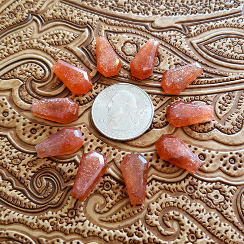 10x17mm African Sunstone Double Stepped Coffin Cab (1 pc)