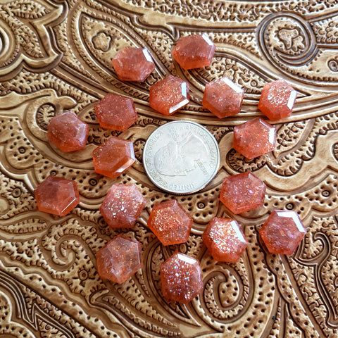 11x14mm African Sunstone Double Stepped Hexagon (1 pc)
