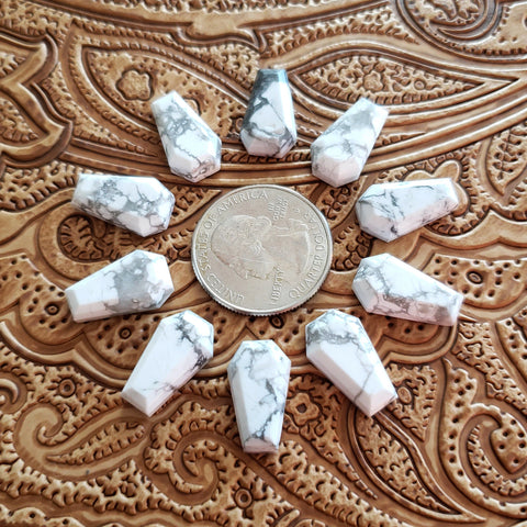 10x17mm White Howlite Double Stepped Coffin Cab (1 pc)