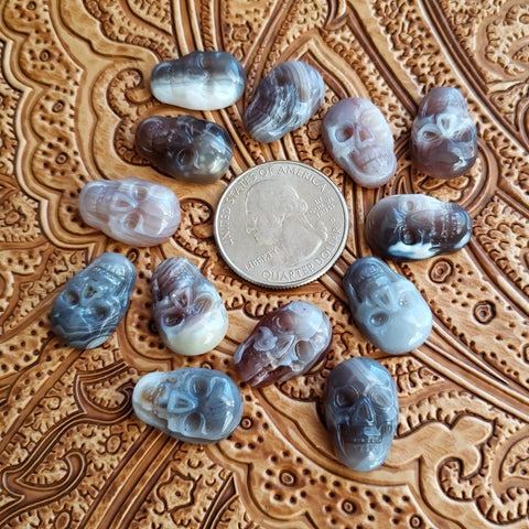 12x17mm Botswana Agate Carved Skull Cabochon (1 pc)