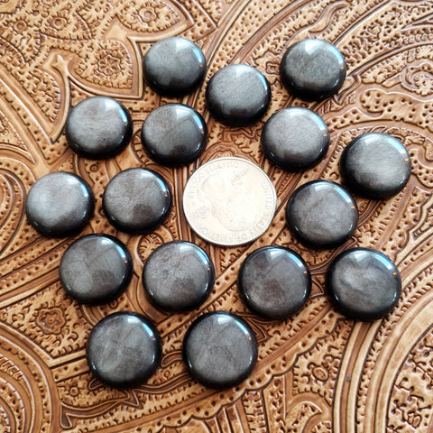 18mm Silver Sheen Obsidian Round Cab (1 pc)