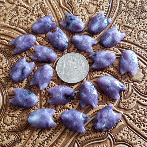 13x19mm Lepidolite Carved Wolf Cabochon (1 pc)